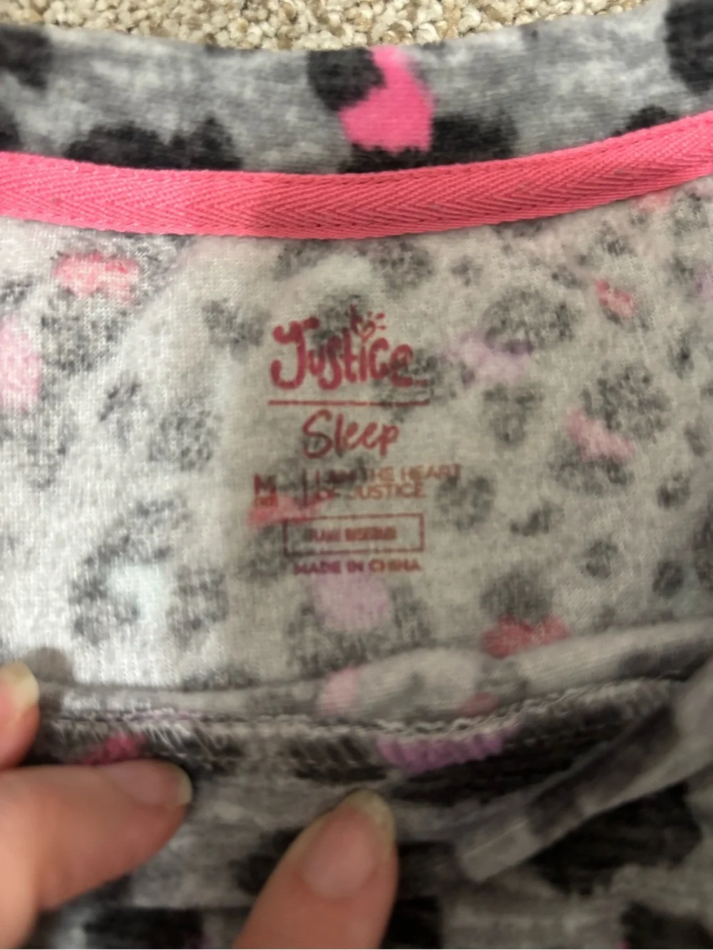 Justice Girls Pajama Sets- Lavender Purple, Gray Leopard, Pink Tie-Dye